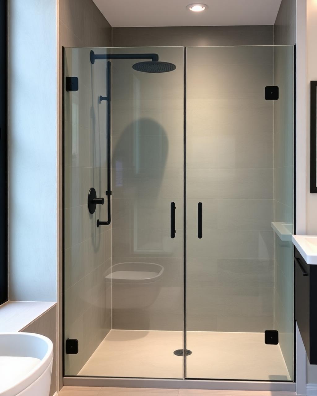 Douche moderne avec panneau de verre